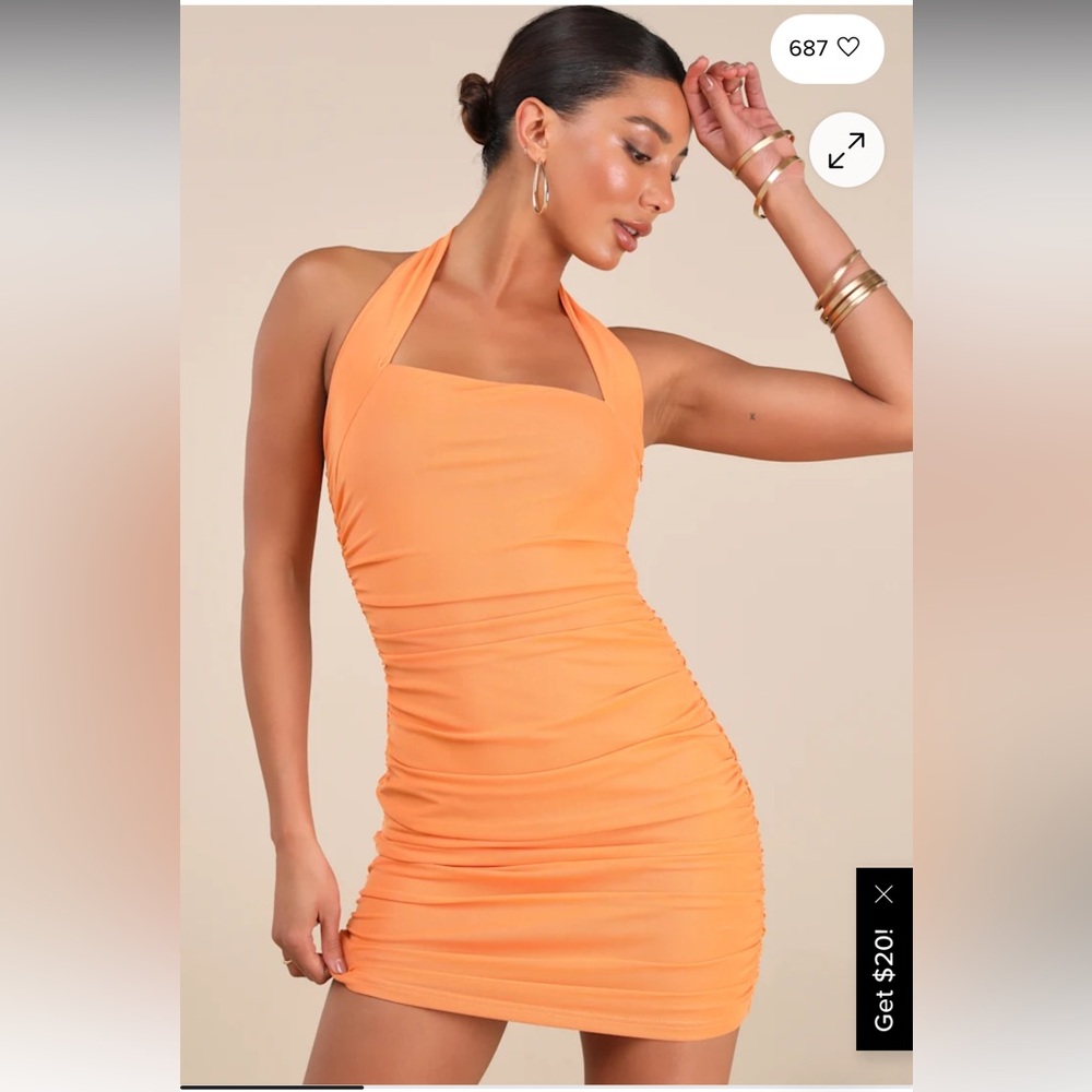 Lulu’s Orange Halter Neck Bodycon Dress
